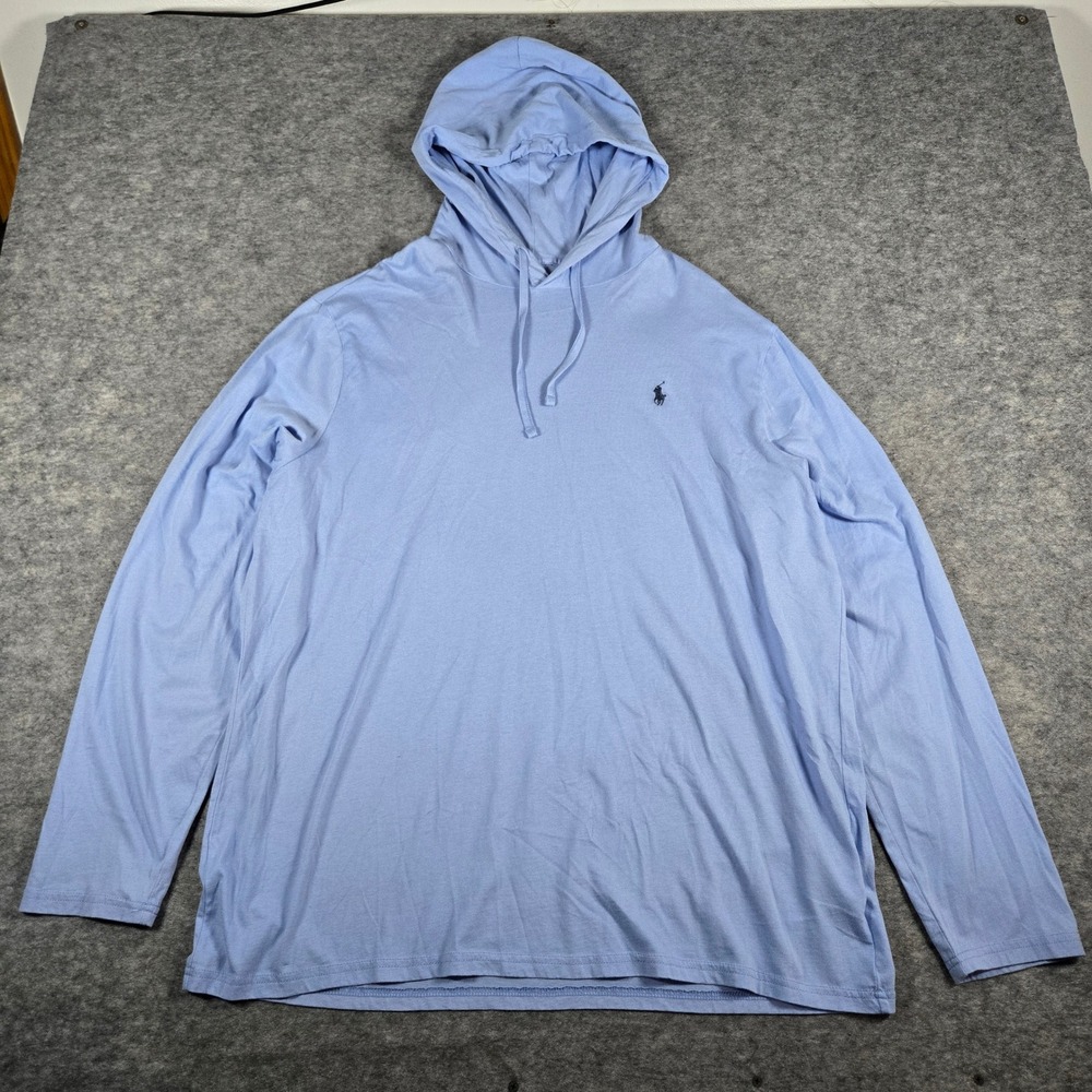 Polo Ralph Lauren Mens Blue Cotton Jersey Hoodie T-Shirt XL